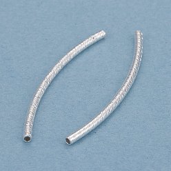 925 Sterling versilbert Messingrohr Perlen, cadmiumfrei und bleifrei, langlebig überzogen, gebogene Perlen, Tube, 925 Sterling versilbert, 29.5x1.5 mm, Bohrung: 0.9 mm