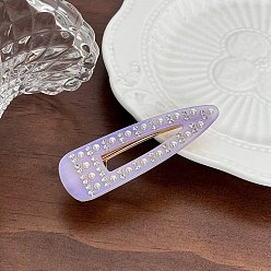 Лиловый Заколки для волос из ацетата целлюлозы, с искусственным жемчугом и стразами, аксессуары для волос для женщин и девочек, слеза, сирень, 70 мм