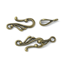 Antique Bronze Tibetan Style Hook and Eye Clasps, Zinc Alloy Hook and Eye Clasps, Lead Free, Cadmium Free and Nickel Free, Antique Bronze, Toggle: 12mm wide, 25mm long, Bar: 16mm long, hole: 3mm
