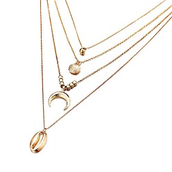 Золотой Многослойные ожерелья из сплава в форме ракушки для женщин, золотые, 14.96~24.80 дюйм (38~63 см)