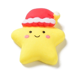 Звезда Кабошоны из непрозрачной смолы с рождественской тематикой, с эмалью, звезда, 21x19x7.5 мм