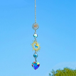 Солнце Кристалла Suncatcher, с металлическая фурнитурой, для дома, садовые украшения, солнце, 390x30 мм