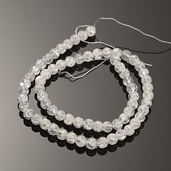 Clear Synthetic Crackle Quartz Round Beads Strands, Clear, 10mm, Hole: 1.2mm, about 39pcs/strand, 15 inch.