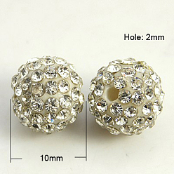 Кристалл Бусины со стразами из смолы, класс А, круглые, кристалл, 10 мм, отверстие : 2 мм