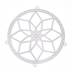 Нержавеющая Сталь Цвет 304 многорядные звенья из нержавеющей стали в форме цветка, цвет нержавеющей стали, 66x64x0.3 мм, отверстие : 2 мм