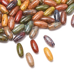 Mixed Color Handmade Lampwork Beads, Rice, Mixed Color, 9.5x4.5mm, Hole: 1mm