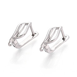 Платинированный Латунная фурнитура для хооп серег, без кадмия, без никеля и без свинца, лист, Реальная платина, 17x13x6.5 мм, отверстие : 1.5 мм, штифты : 1 мм