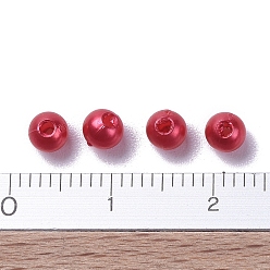 Red Imitation Pearl Acrylic Beads, Dyed, Round, Red, 4x3.5mm, Hole: 1mm, about 18100pcs/pound