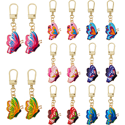 (52) Непрозрачная лаванда 16 шт. 8 цвета сплава застежки-молнии язычки, подвески из эмали из белого сплава, бабочка, разноцветные, 49 мм, 2 шт / цвет