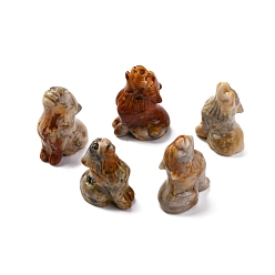 Сумасшедший Агат Натуральный сумасшедший агат, товары для украшения дома, волк, 38~40x25~29x16~26 мм