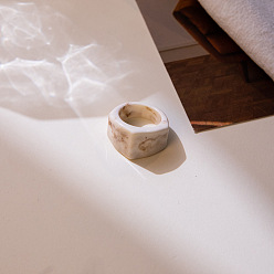 Белый 1пальцевые кольца из акрила, белые, внутренний диаметр: 17 мм