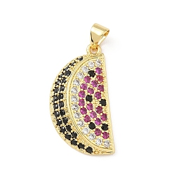 Арбуз Латунные микро проложить кубического циркония подвески, фрукты, без свинца и без кадмия, долговечный, стойки покрытие, реальный 18 k позолоченный, арбуз, 26.5x13.5x5 мм, отверстие : 5x3 мм