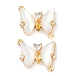 Настоящее золото 18K Латунные микро проложить кубического циркония подвески, без кадмия, без никеля и без свинца, с оболочкой, бабочки прелести, реальный 18 k позолоченный, 15x17x3.5 мм, отверстие : 1.2 мм