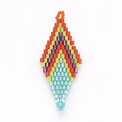 Бледно-бирюзовый Японский бисер miyuki & toho ручной работы ссылки, Ткацкий станок, ромб, бледные бирюзовая, 43~45x17.6~18.1x1.7~2 мм, отверстие : 1.2~1.5 мм