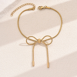 Золотой 304 женские браслеты-змейки из нержавеющей стали, бабочка, золотые, внутренний диаметр: 7-1/8 дюйм (18 см)