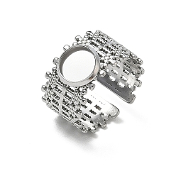 Stainless Steel Color 304 Stainless Steel Cuff Ring Components, Round Bezel Pad Ring Setting, Stainless Steel Color, 12mm,19mm, Tray Size: 8mm