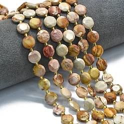 Натуральный Агат Нити из натуральных африканских агатов, граненый шестиугольный разрез, плоско-круглые, с бисером, 10~10.5x6 мм, отверстие : 1.1 мм, около 31~32 шт / нитка, 15.35''~15.55'' (39~39.5 см)