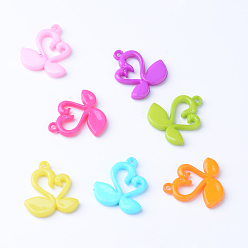 Mixed Color Opaque Acrylic Pendants, Swan, Mixed Color, 32x30x4.5mm, Hole: 3mm, about 250pcs/500g