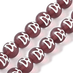 Седло Коричневый Бусины лэмпворк , Имитация бусин Дзи в тибетском стиле, круглые, седло коричневый, 12 мм, отверстие : 1.6 мм