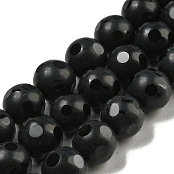 Black Onyx Natural Black Onyx Round Bead Strands, Dyed & Heated, Faceted and Frosted, 10mm, Hole: 2mm, about 40pcs/strand, 15.74 inch