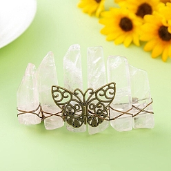 Rose Quartz Natural Indian Agate Hair Barrettes, Butterfly, 20x80mm