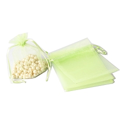 Бледно-Зеленый 100шт. прямоугольные мешочки из органзы для рукоделия с завязками, на день рождения валентинки свадьба упаковка конфет, бледно-зеленый, 15x10 см