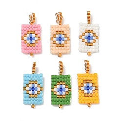 (52) Непрозрачная лаванда Стеклянные подвески из бисера, Прямоугольник с глаз, разноцветные, 23.5x10x2 мм, отверстие : 2.5 мм