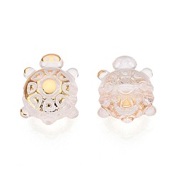 Прозрачный Прозрачные бусины из абс-пластика, черепаха, золотой металл обвитыми, с половиным покрытием, прозрачные, 13x9x5 мм, отверстие : 1.6~1.8 мм, Около 2000 шт / 500 г