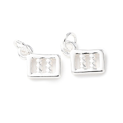 Посеребрённый Латунные подвески, прелести счеты, стойки покрытие, долговечный, без кадмия и без свинца, с целью перехода в кольце, 925 серебро покрытием, 7.5x9.5x1.5 мм, отверстие : 2.5 мм