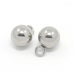 Нержавеющая Сталь Цвет 304 из нержавеющей стали круглый шар прелести подвески, цвет нержавеющей стали, 9x6 мм, отверстие : 1.5 мм