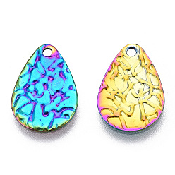 Rainbow Color Ионное покрытие (ip) 304 подвески из нержавеющей стали, , очарование слезы, Радуга цветов, 16.5x11x0.8 мм, отверстие : 1.4 мм