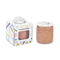 PeachPuff Waxed Cotton Cords, PeachPuff, 1mm, about 100yards/roll(91.44m/roll), 300 feet/roll