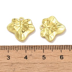 Real 18K Gold Plated 304 Stainless Steel Pendants, Leaf Charm, Real 18K Gold Plated, 15x16x2mm, Hole: 1.2mm