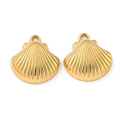 Настоящее золото 18K Ионное покрытие (ip) 304 подвески из нержавеющей стали, подвески в форме ракушек, реальный 18 k позолоченный, 16x15x5 мм, отверстие : 2 мм