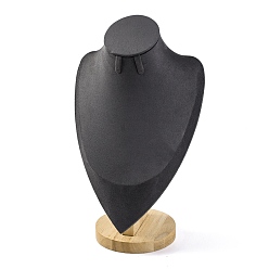 Серый Подставки для ожерелий и сережек из микрофибры и дерева в форме бюста, серые, 11.5x18.5x31 см