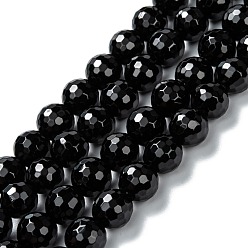 Black Onyx Natural Black Onyx Beads Strands, Dyed & Heated, Faceted, Round, 8mm, Hole: 2mm, about 49pcs/strand, 14.84 inch(37.7cm)