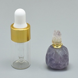 Fluorite Natural Fluorite Openable Perfume Bottle Pendants, with Brass Findings and Glass Essential Oil Bottles, 30~36x18~20x9.5~16mm, Hole: 0.8mm, Glass Bottle Capacity: 3ml(0.101 fl. oz), Gemstone Capacity: 1ml(0.03 fl. oz)