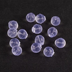 Clear Eco-Friendly Silicone Ear Nuts, Earring Backs, Half Drilled, Round, Clear, 6.5mm, Hole: 0.8mm, 300pc/bag