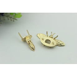Light Gold Застежки для кошелька с поворотным замком из цинкового сплава, пчела, аксессуары для кошелька diy bag, золотой свет, 2.65x4.75x1.1 см