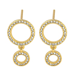 Настоящее золото 18K Кольцо с покрытием стойки, серьги-гвоздики из латуни с микропаве и кубическим цирконием, без кадмия и без свинца, долговечный, реальный 18 k позолоченный, 19x10 мм