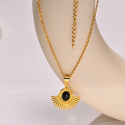 Золотой Ожерелья с подвеской из агата из нержавеющей стали для женщин, золотые, 15.75 дюйм (40 см)