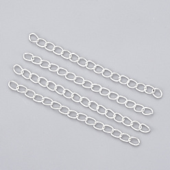 Серебро Удлинитель железной цепи, бордюрные цепи, серебряные, 70 мм, ссылка: 5~5.5x3.5~4x0.8 mm