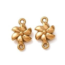 Chapado en Oro Real 18K 304 colgantes de conector de acero inoxidable, enlaces a flores de plumeria, revestimiento de iones (ip), larga duración plateado, real 18 k chapado en oro, 10.5x6.5x2.5 mm, agujero: 1 mm