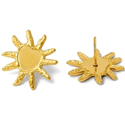 Золотой 304 Выводы серьги из нержавеющей стали шпилька, украшения для женщин, солнце, золотые, 19x19 мм