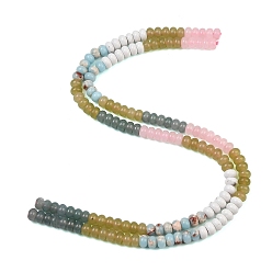 Gemischte Farbe Stränge aus natürlichen weißen Jade-, Howlith- und synthetischen Shoushan-Steinperlen, glatte Rondelle, gemischt gefärbt und ungefärbt, Gemischte Farbe, 8~8.5x5~5.5 mm, Bohrung: 1 mm, ca. 75~78 Stk. / Strang, 15.35'' (39~40 cm)