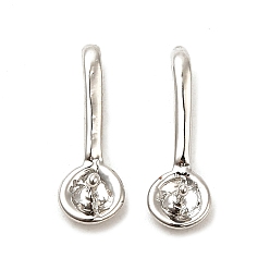 Платина Подвеска из латуни, за половину пробурено бисера, без кадмия и без свинца, долговечный, плоско-круглые, платина, 14.5x5x4 мм, отверстие : 4.5x2 мм, штифты : 0.7 мм