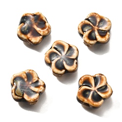 Negro Cuentas de porcelana hechas a mano, flor, negro, 14.5x15x6.5 mm, agujero: 2 mm