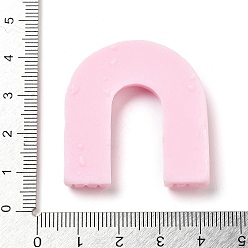 Бледно-Розовый Непрозрачная смола декодирует кабошоны, радуга, розовый жемчуг, 38x36.5x5 мм