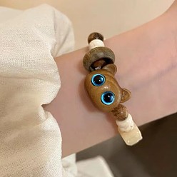 Верблюжий Эластичный браслет из керамических и деревянных бусин для женщин, кошка, верблюжие, 6-1/4 дюйм (16 см)