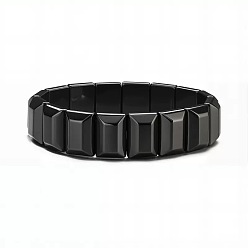 Rectangle Браслеты из синтетических немагнитных гематитовых бусин для мужчин, прямоугольные, 7.48 дюйм (19 см)